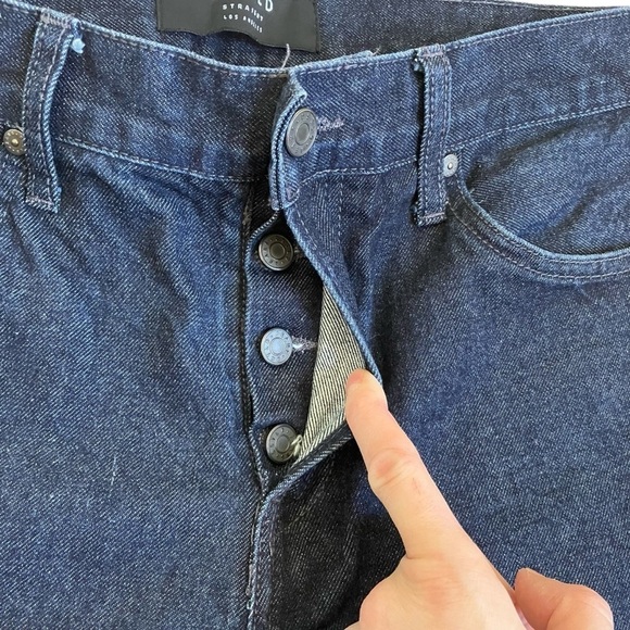 DSTLD Straight Fit Jeans Solid Dark Wash Grey Stitch Streetwear Casual Sz 32x30 - Picture 8 of 15